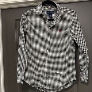 Ralph Lauren checkered black white button down shirt L